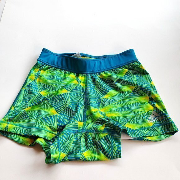 ADIDAS SHORTS TROPICAL‎ PRINTED WOMENS SIZE S TIGHT ATHLETIC YOGA RUNNING HIKING - Picture 1 of 6